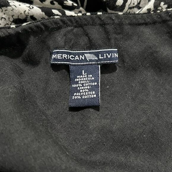 American Living LG Women’s Pattern Skirt Black White Lined Elastic Waist - Picture 3 of 6